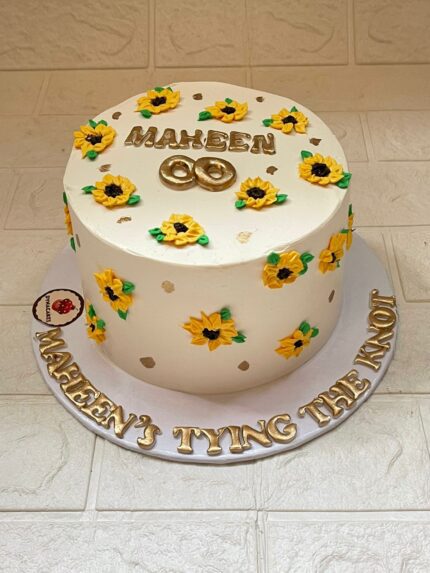 Sunflower Theme White Small Bento Cake in Karachi