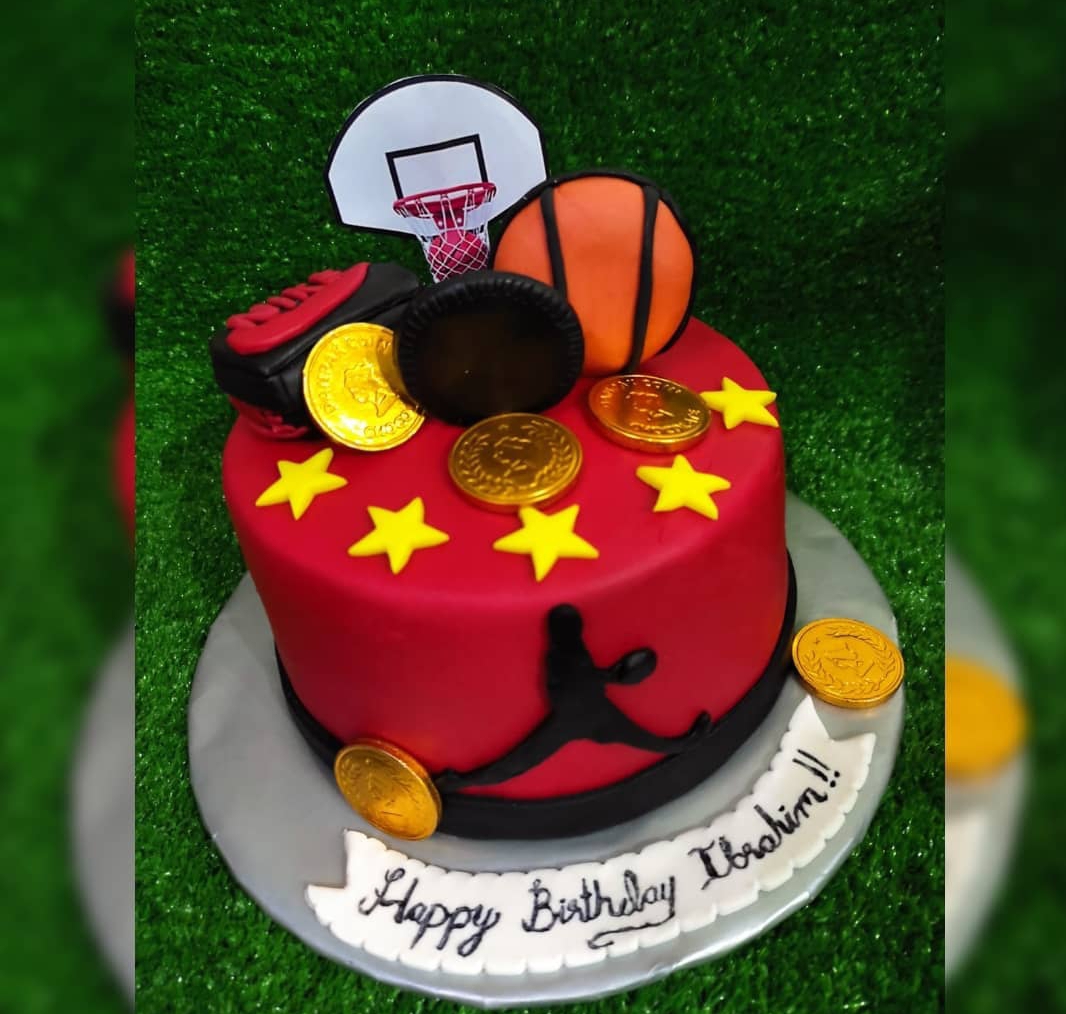 Basket ball theme full fondant cake 