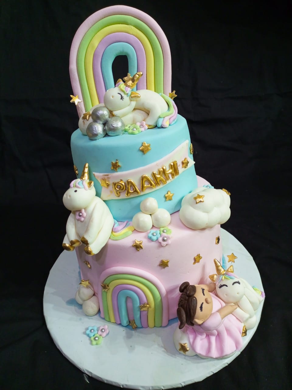 Customized unicorn theme full fondant cake 