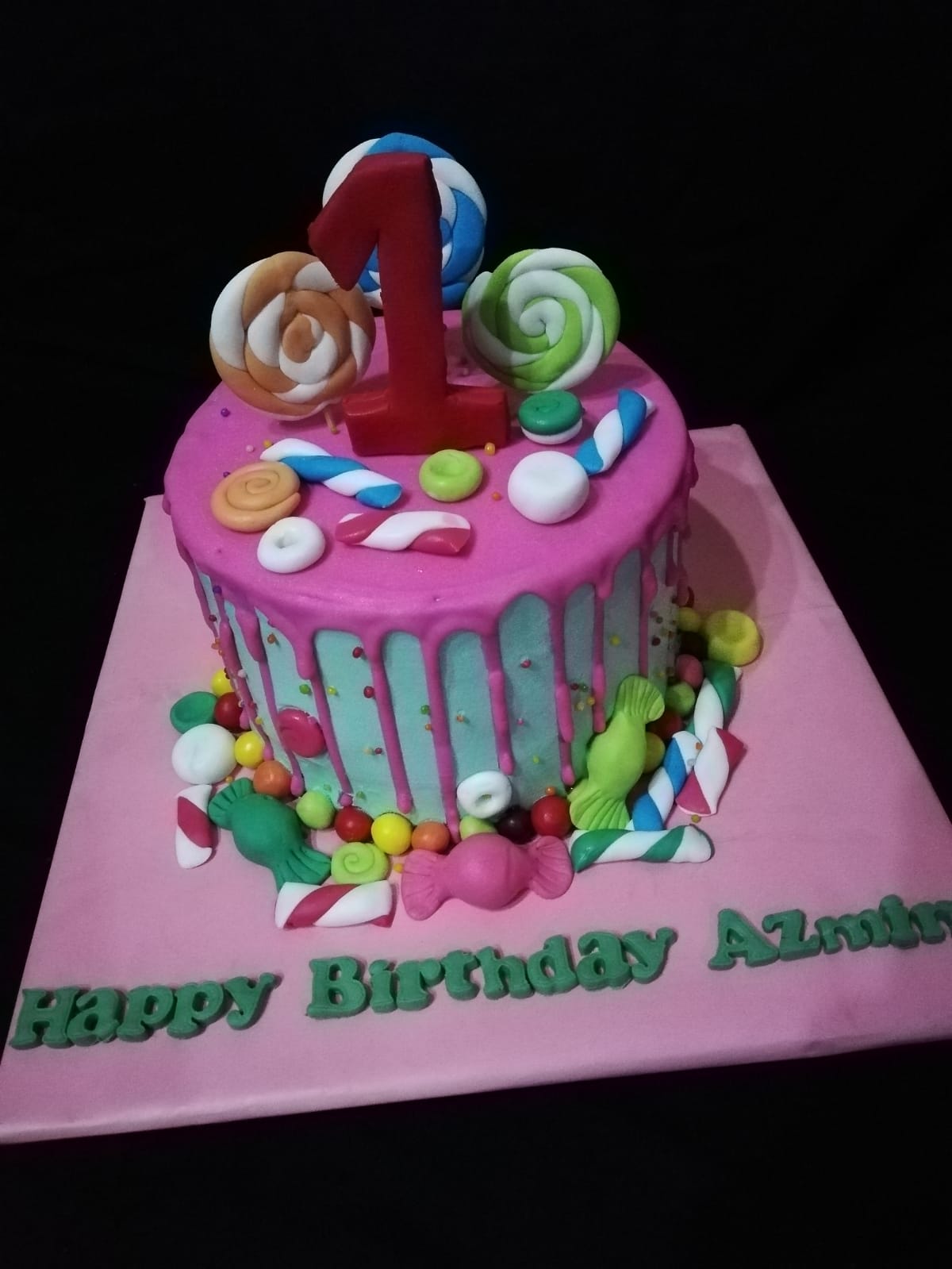 Candy theme cream with fondant cake 