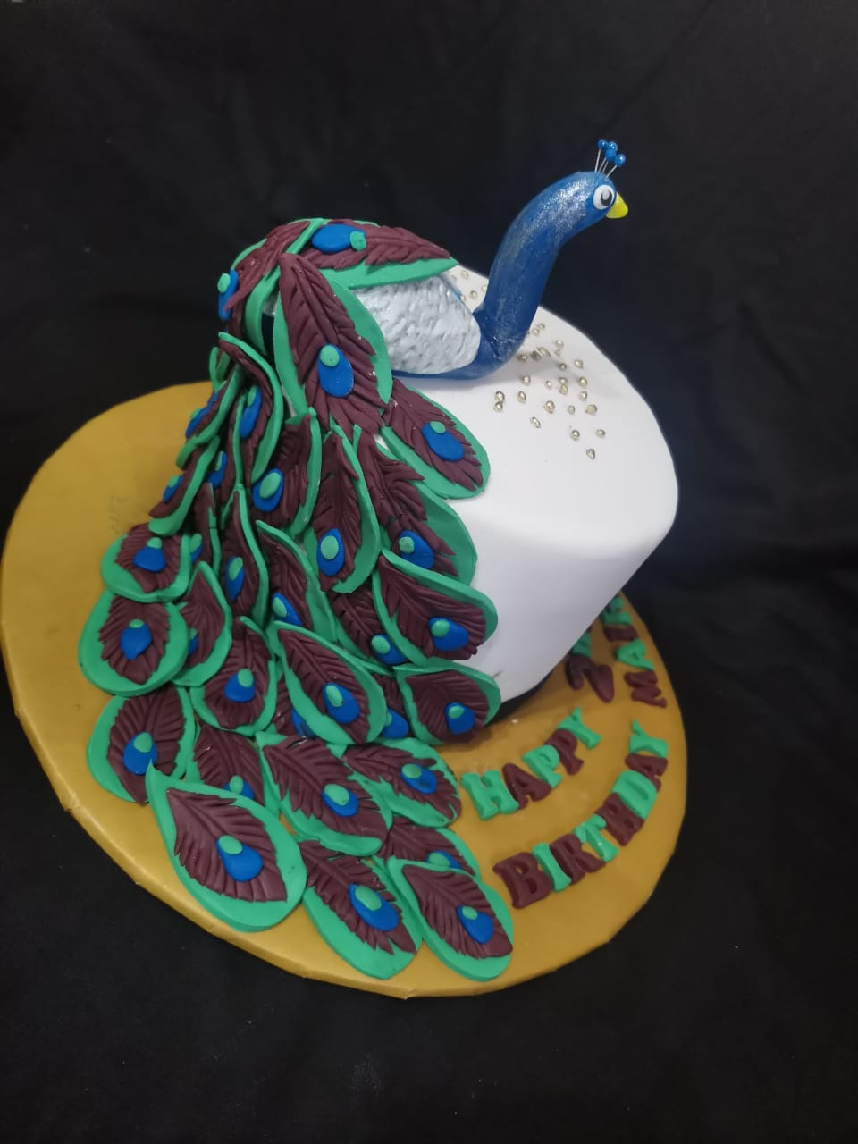Peacock theme full fondant cake