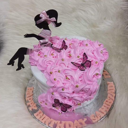 Customized girly theme full cream cake