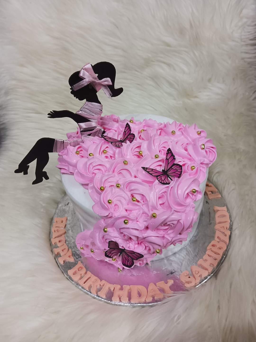 Customized girly theme full cream cake