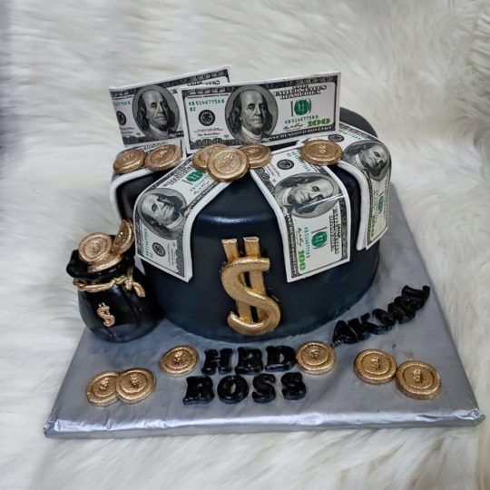Customized dollar theme full fondant cake