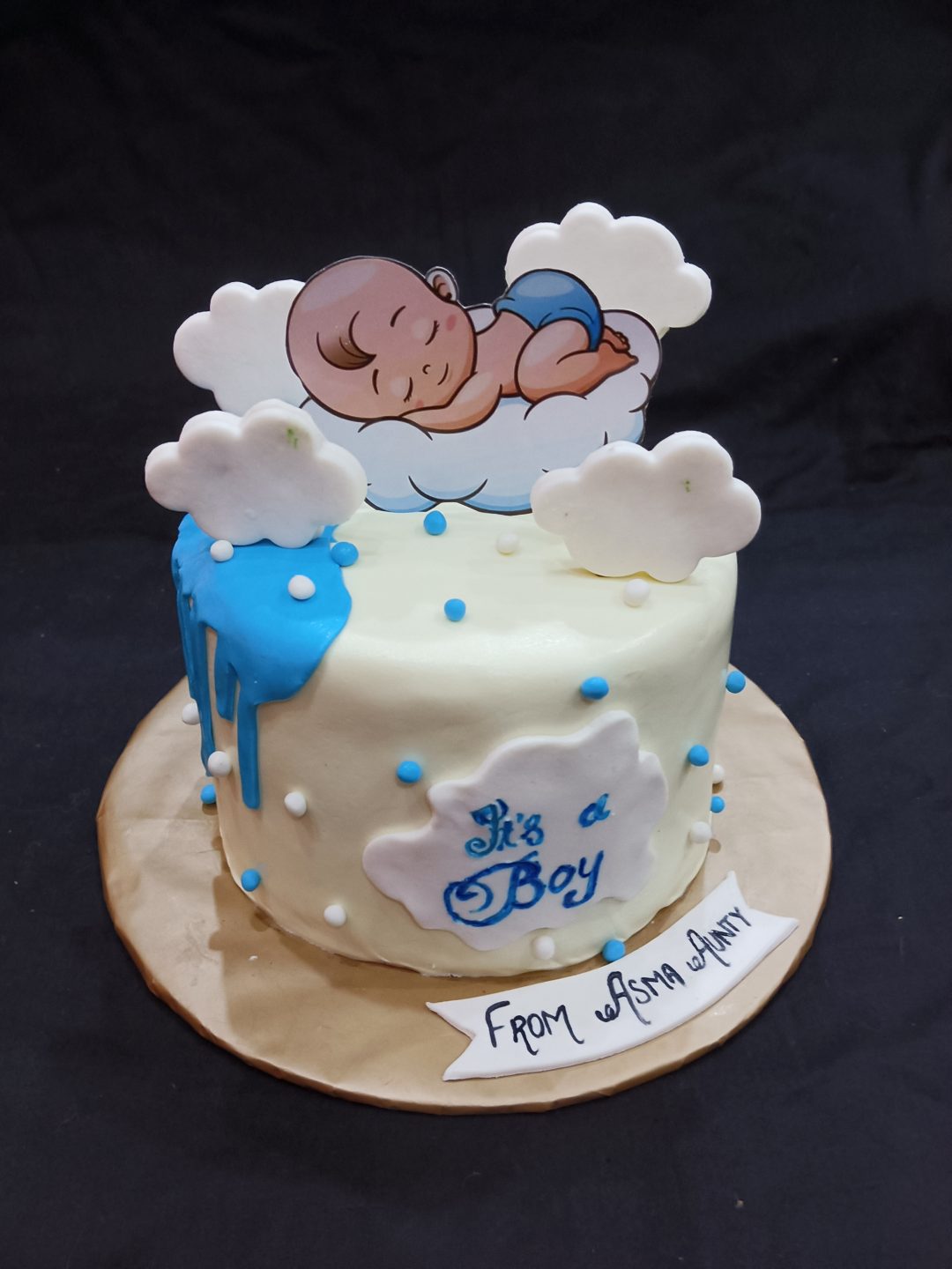 Baby boy theme full fondant cake