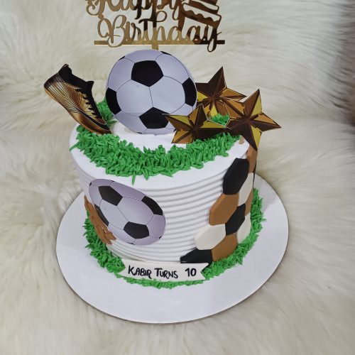 Football theme cream with fondant cake