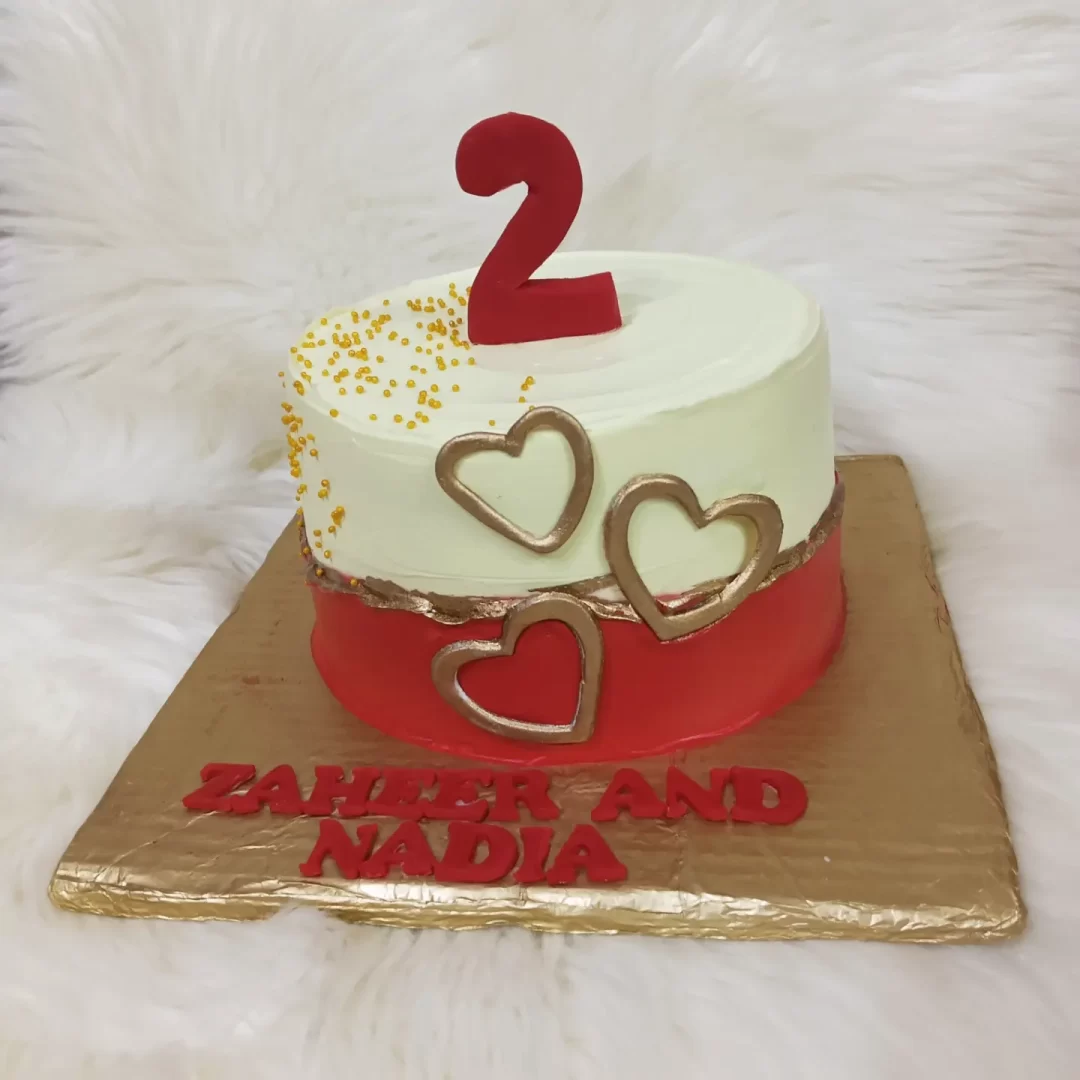 Anniversary theme cream cake