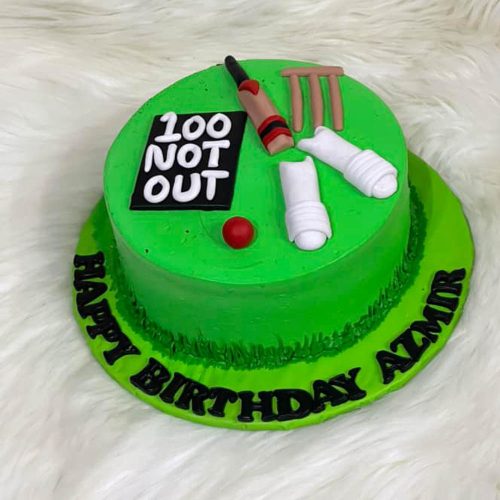 Cricket theme cream with fondant cake