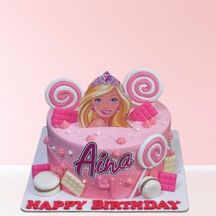 Barbie cake in Karachi – custom pink and doll-themed birthday cake for girls.