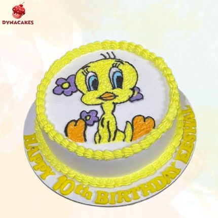 Tweety Theme Cream Cake in Karachi - Custom Birthday Cake with Tweety Bird Design