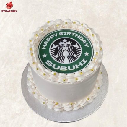 Starbucks theme cream cake