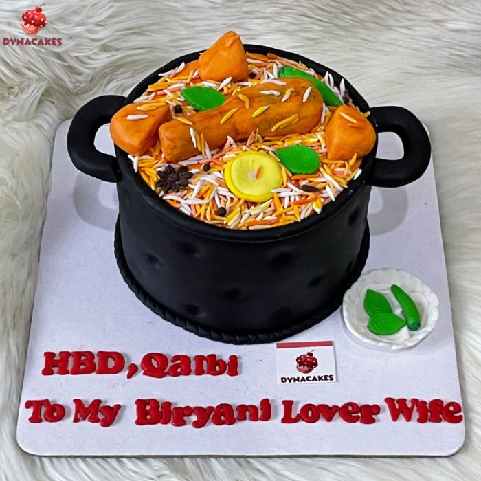 Biryani-Themed Cake by Dynacakes with colorful and spice-inspired decorations, perfect for food lovers in Karachi.