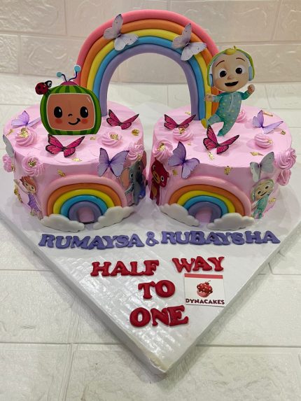 Cocomelon Half Birthday Cake for Twins