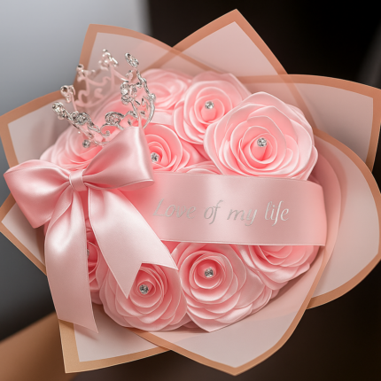 Pink "Love of My Life" Crown Rose Bouquet Price in Karachi