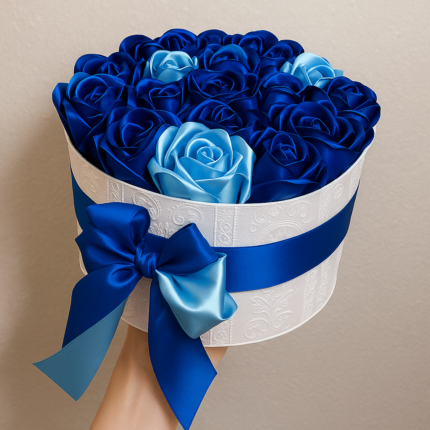 Order Blue Ombre/Navy Blue Rose Round Bouquet in Karachi