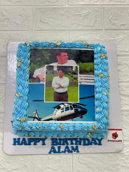 Happy Birthday edible picture cake in Karachi with Navy theme design and custom photo