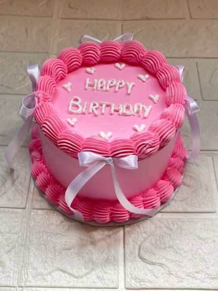 Pink Ribbon Birthday Bento Cake in Karachi | Customizable Cute Pink Bento Cake – DynaCakes