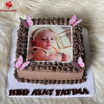 Customized Baby Butterfly Cute Little Girl Happy Birthday Photo Cake in Karachi
