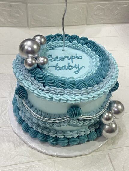Elegant Blue Birthday Cake