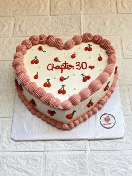 Pink Cherry Heart Cake
