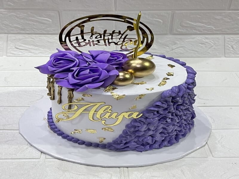 Purple Floral Birthday Cake