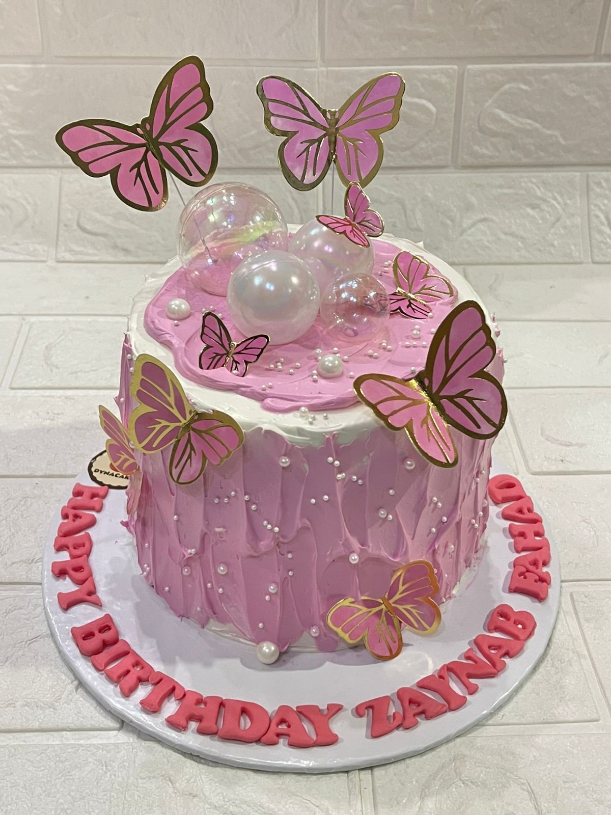 Dreamy Pink Butterfly Birthday Cake for Girls in Karachi with Bubble Balloons